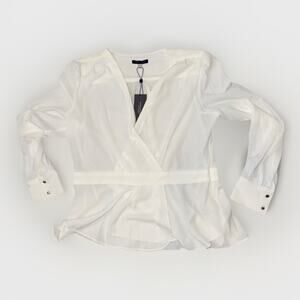 Tommy Hilfiger Women’s Blouse – White, size Large, Business And Casual